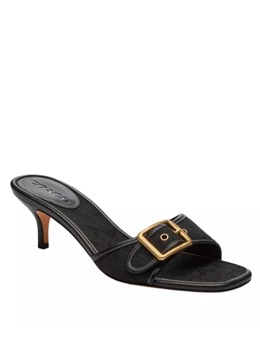 Coach Women’s Margot Buckle Sandals In Black Jacquard Size 38